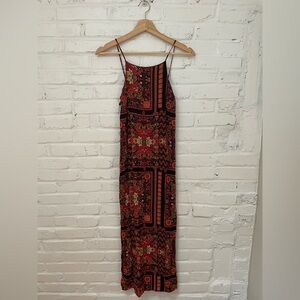 Topshop Red and Black Sheath Maxi Dress Sleeveless Spaghetti Strap